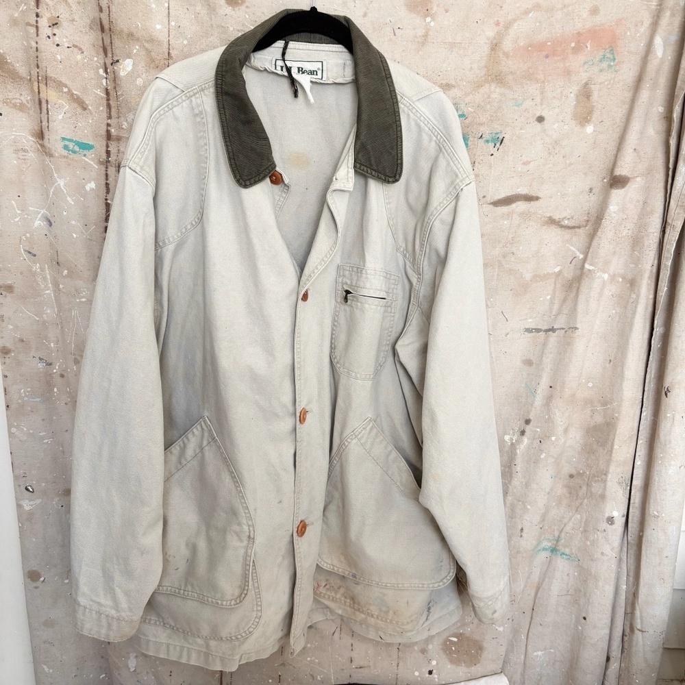 Vintage LL Bean Beige Canvas Barn Coat Chore Jacket